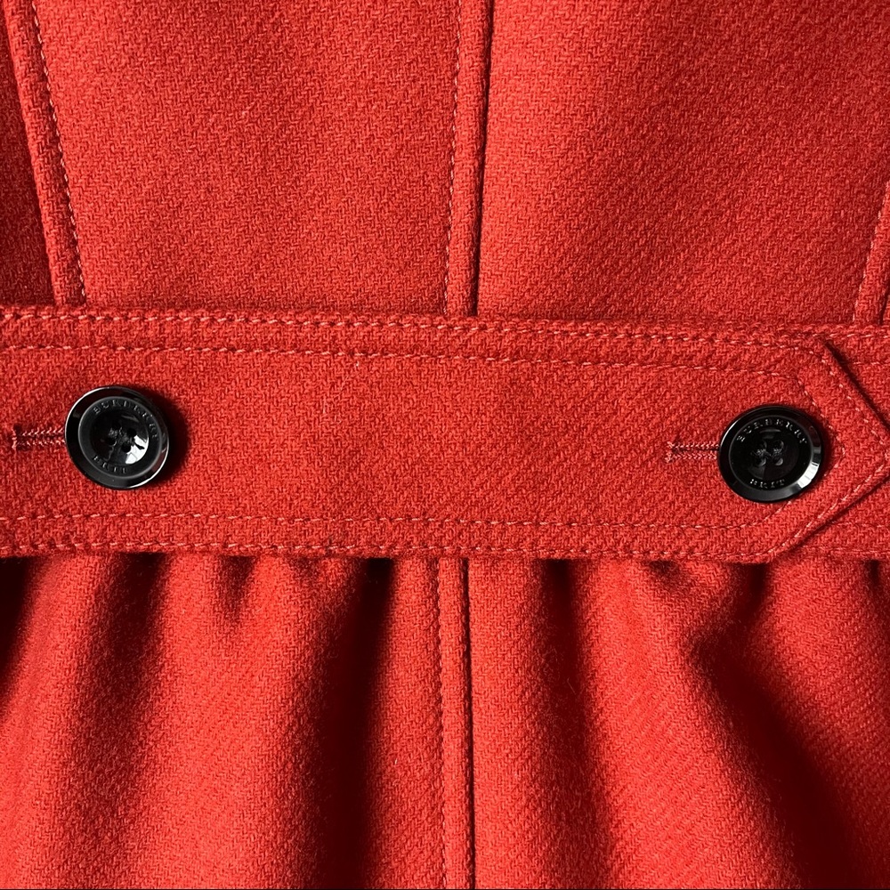 BURBERRY BRIT Red Wool Leather Collar Military Coat US 8 - Picture 6 of 16